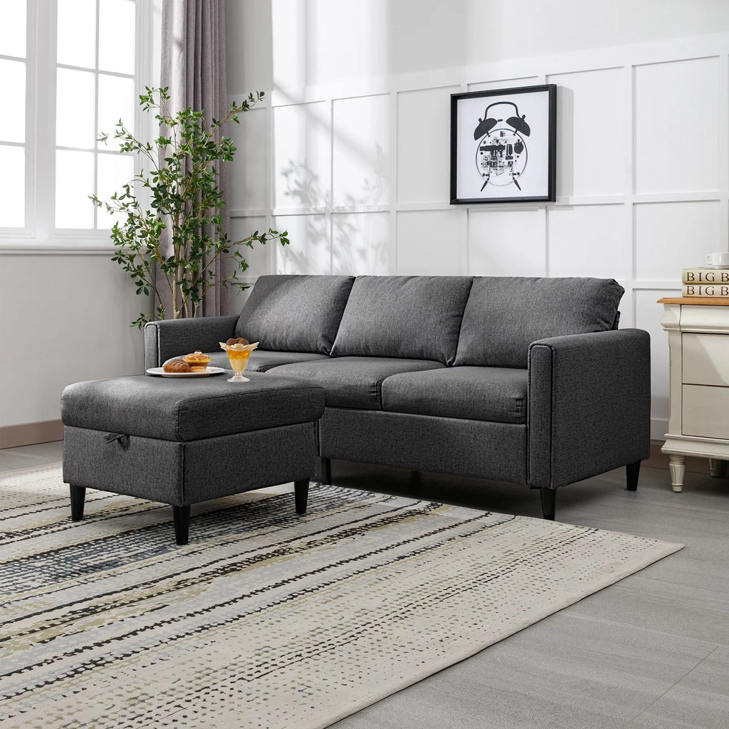 Small Sectional Sofa with Movable Storage Ottoman S643877