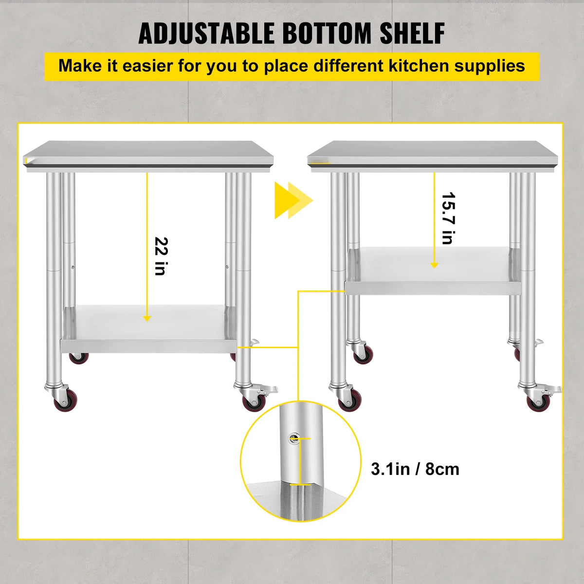 Stainless Steel Work Table with Wheels I4748