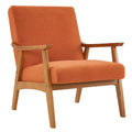 Beige Velvet Arm Chair with Wood Frame T61971