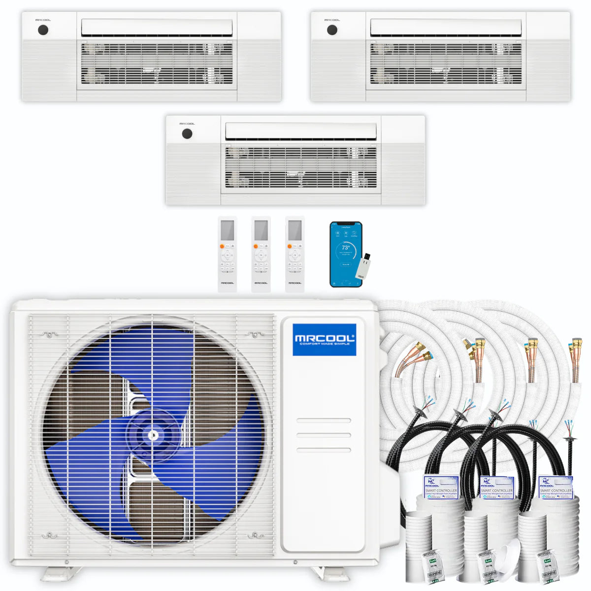 27,000 BTU 3 Zone Ceiling Cassette Ductless Air Conditioner and Heat Pump X5374