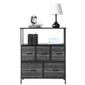 Dark Grey 5 Drawer Fabric Dresser D8447