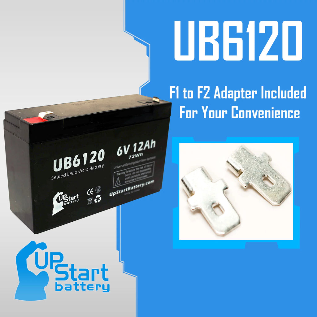 6V 12Ah Sealed Lead Acid Battery with F1 to F2 Terminal Adapters U825684