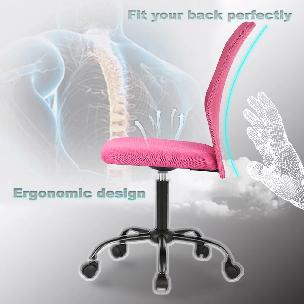 Pink Mesh Ergonomic Office Chair No Arms Y82010