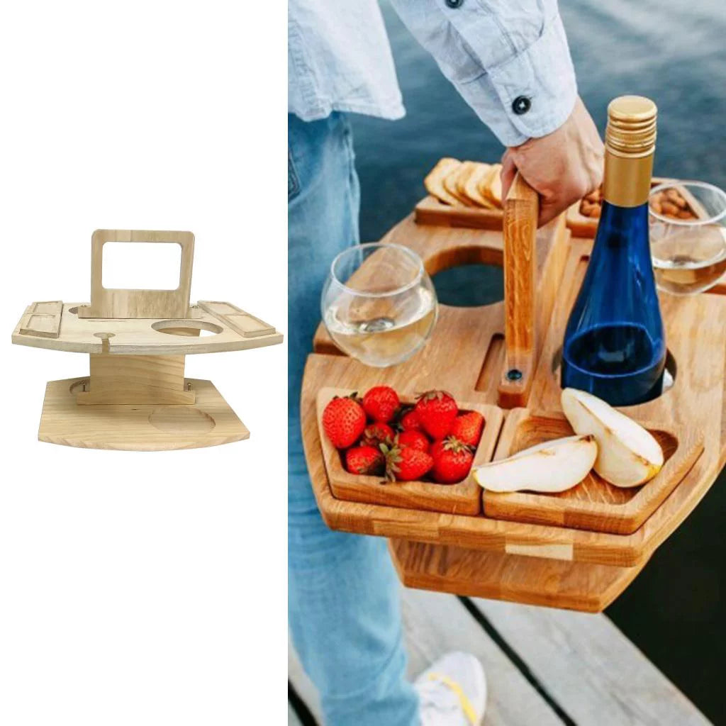 Portable Outdoor Picnic Table with Glass Holder Q814
