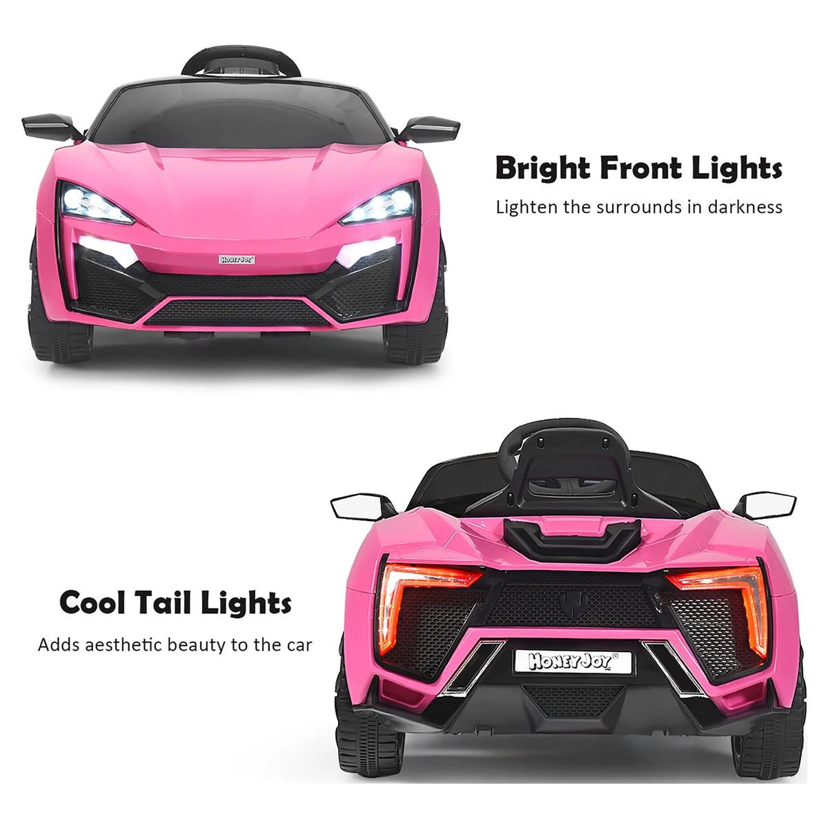 12V Kids Ride On Car with Lights MP3 Openable Doors Pink Z860