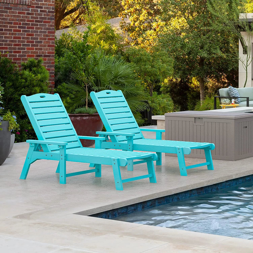 Blue Adjustable Resin Chaise Lounge Chair S928298