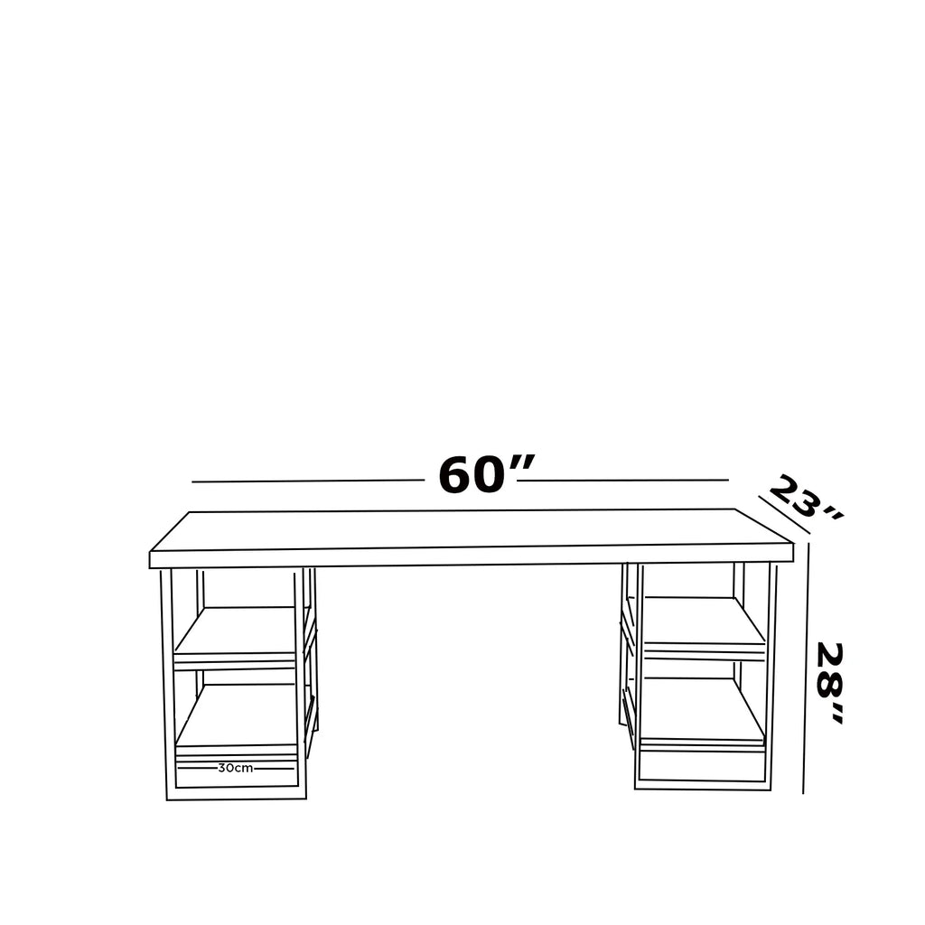White 60" Wood Top Computer Desk B7890