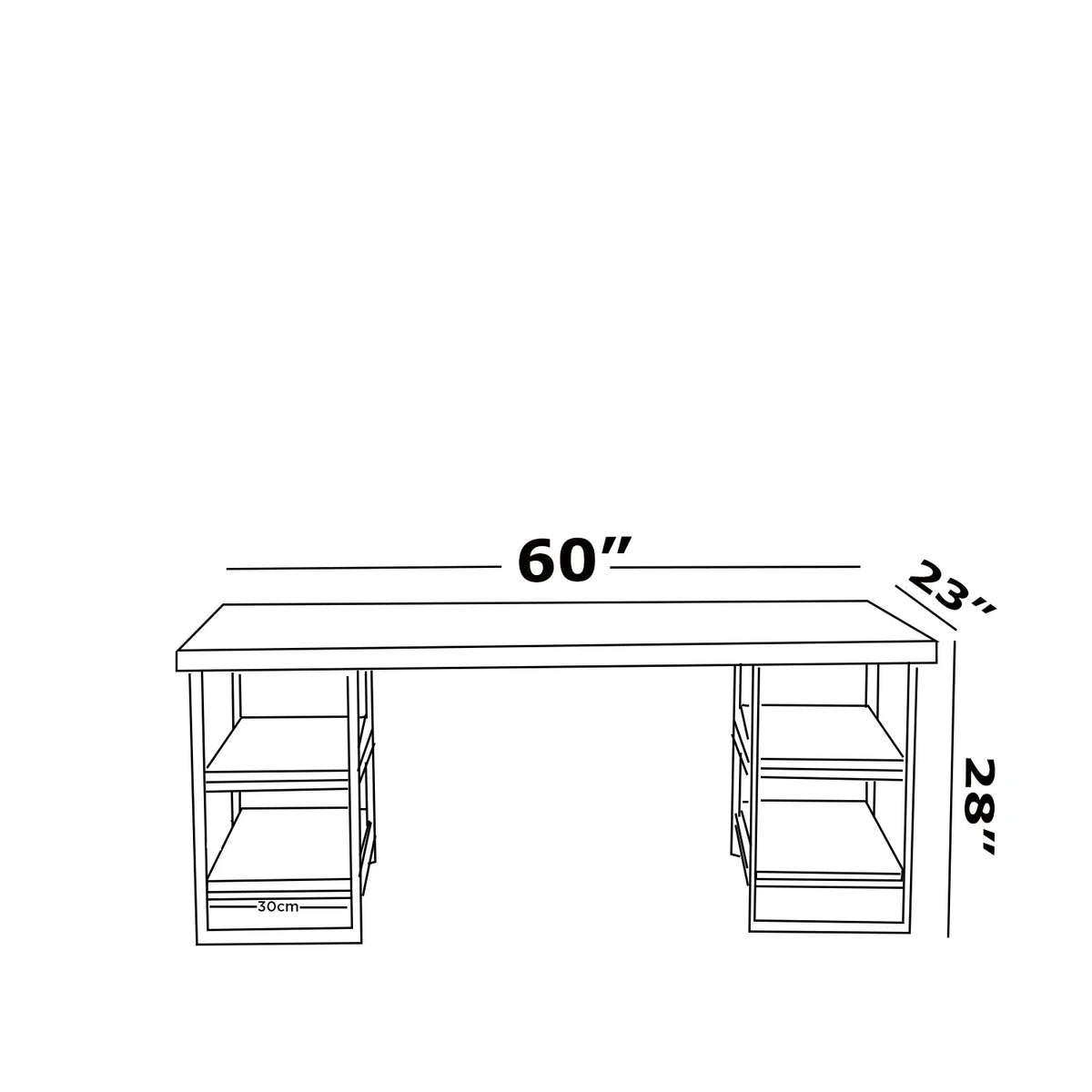 White 60" Wood Top Computer Desk B7890