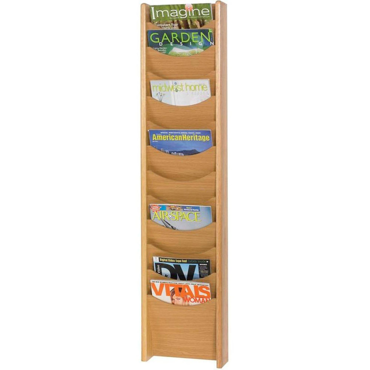 12 Pocket Wood Literature Display Rack Medium Oak T632