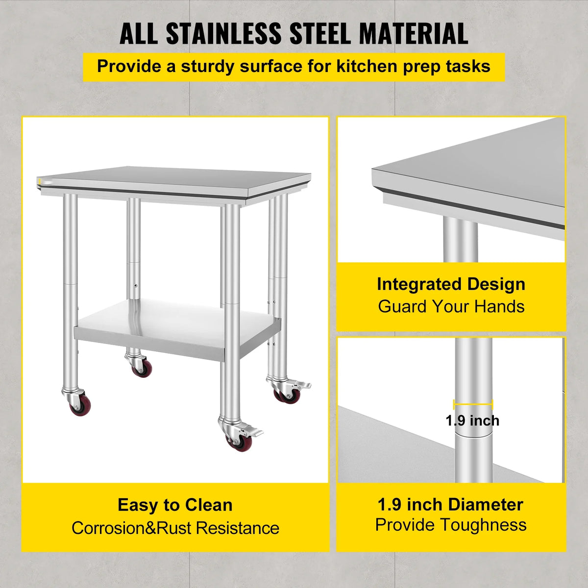 Stainless Steel Work Table with Wheels I4748