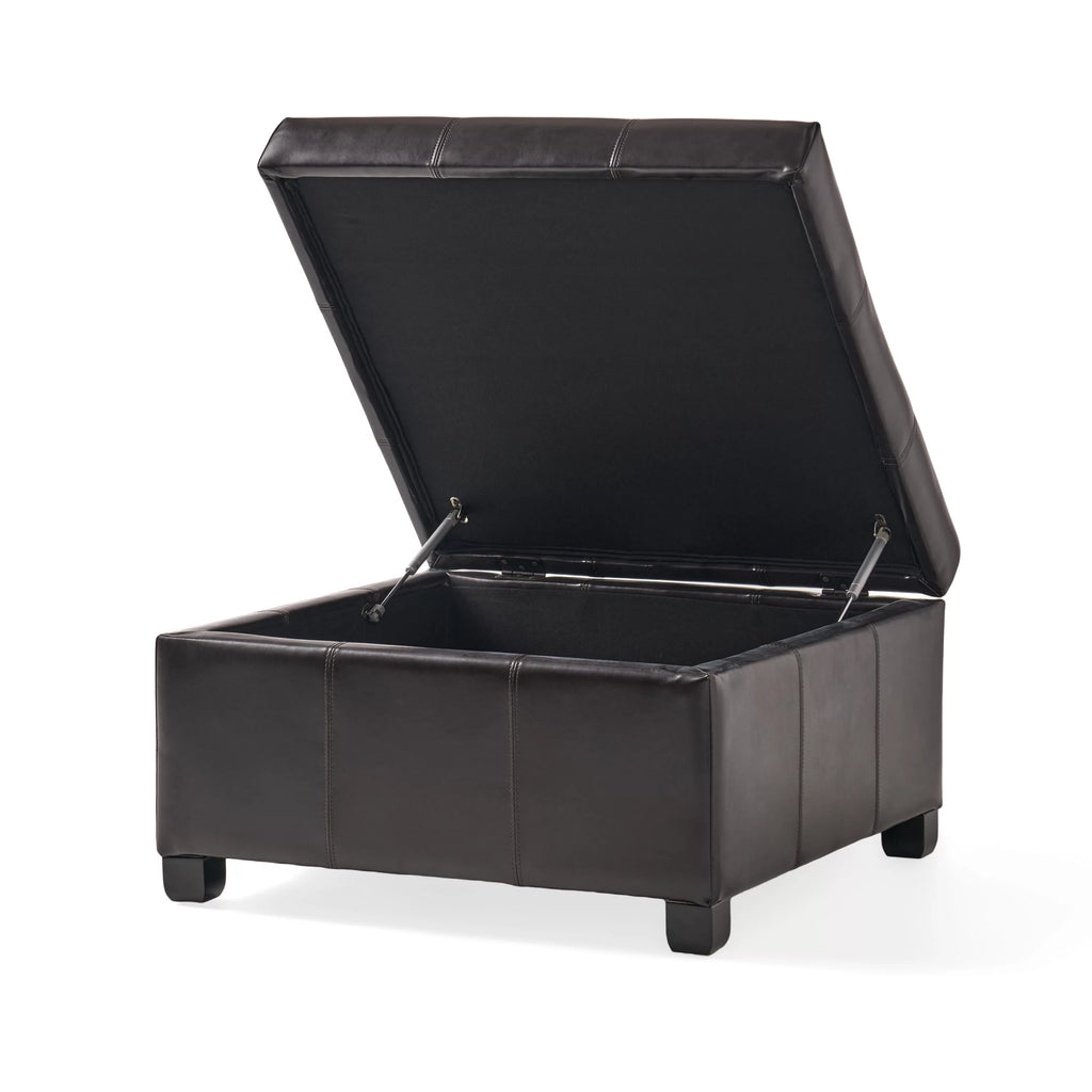 Espresso Bonded Leather Storage Ottoman L811513