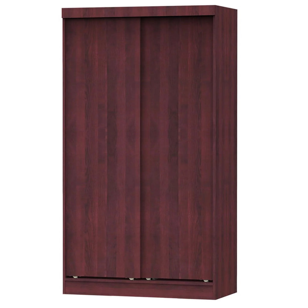 Modern Wood Double Sliding Door Wardrobe in Mahogany W131375