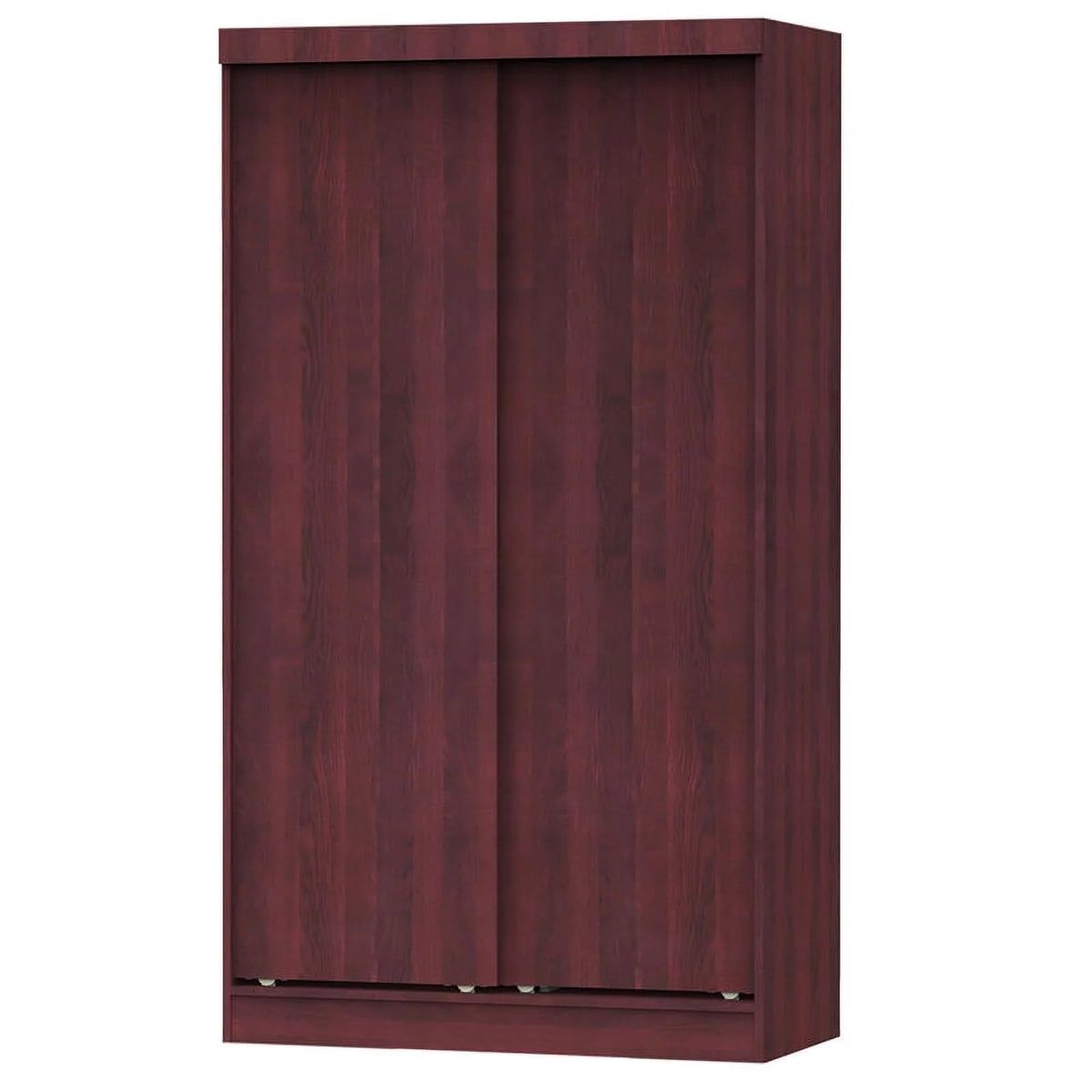 Modern Wood Double Sliding Door Wardrobe in Mahogany W131375