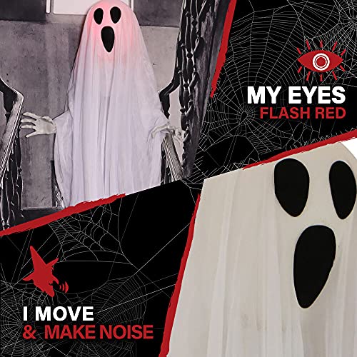 Life-Size 6-Ft Talking Ghost Halloween Animatronic with Lights and Sound D190235
