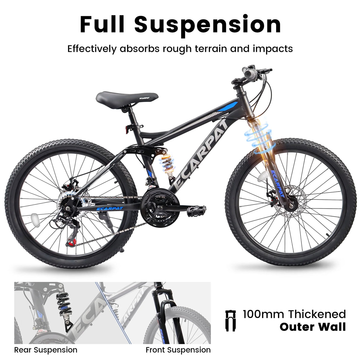 24 Inch 21-Speed Full Suspension Mountain Bike T3762