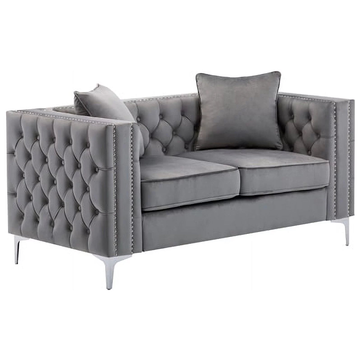 Velvet Sofa Set with Loveseat and Sofa in Gray F968