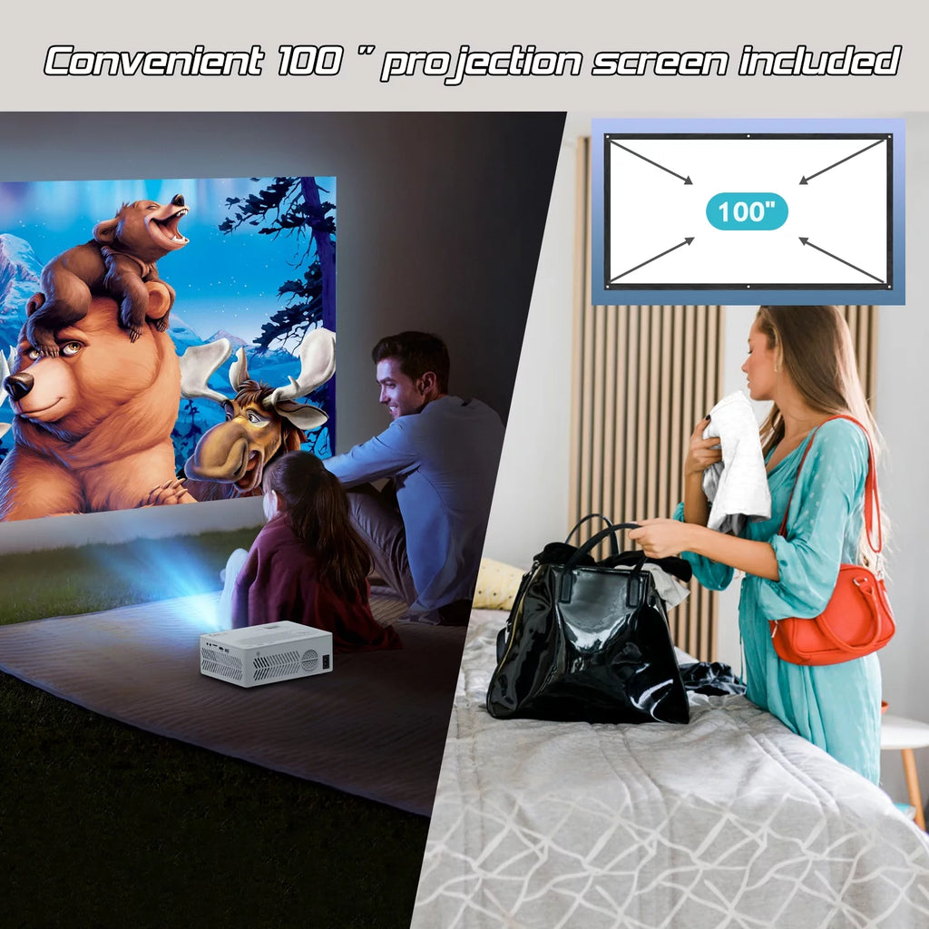 4K 1080P Wifi Bluetooth Projector with 100 Screen P111591