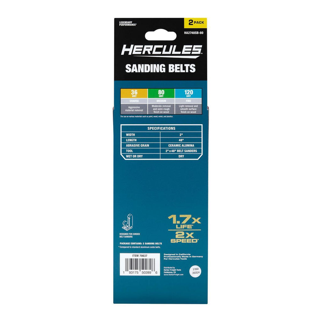 2 in. x 48 in. 80-Grit Ceramic Alumina Sanding Belts 2-Pack M835
