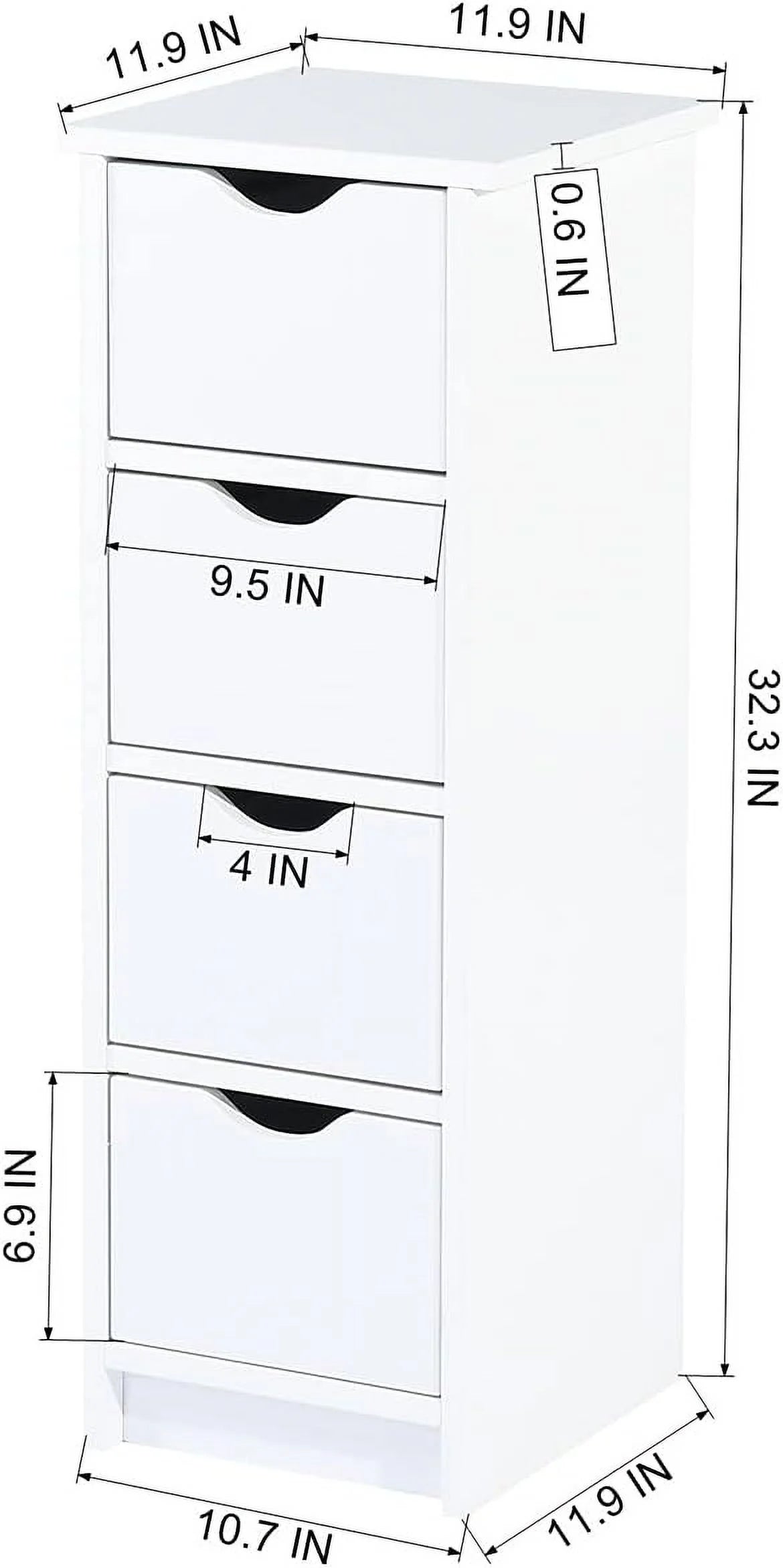 White 4 Drawer Wooden Floor Cabinet W987675