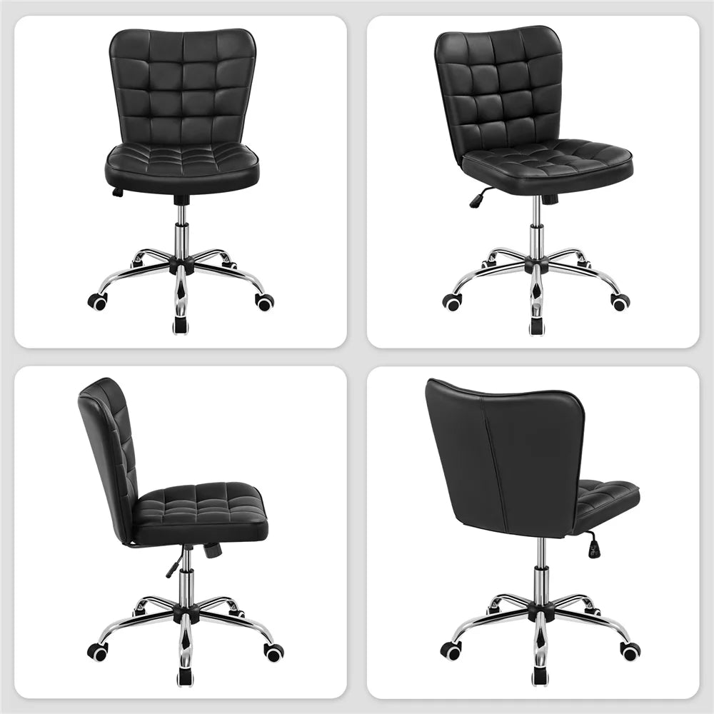 Black Tufted Faux Leather Desk Chair V137