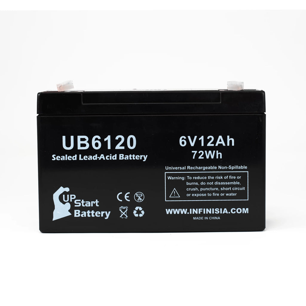 6V 12Ah Sealed Lead Acid Battery with F1 to F2 Terminal Adapters U825684