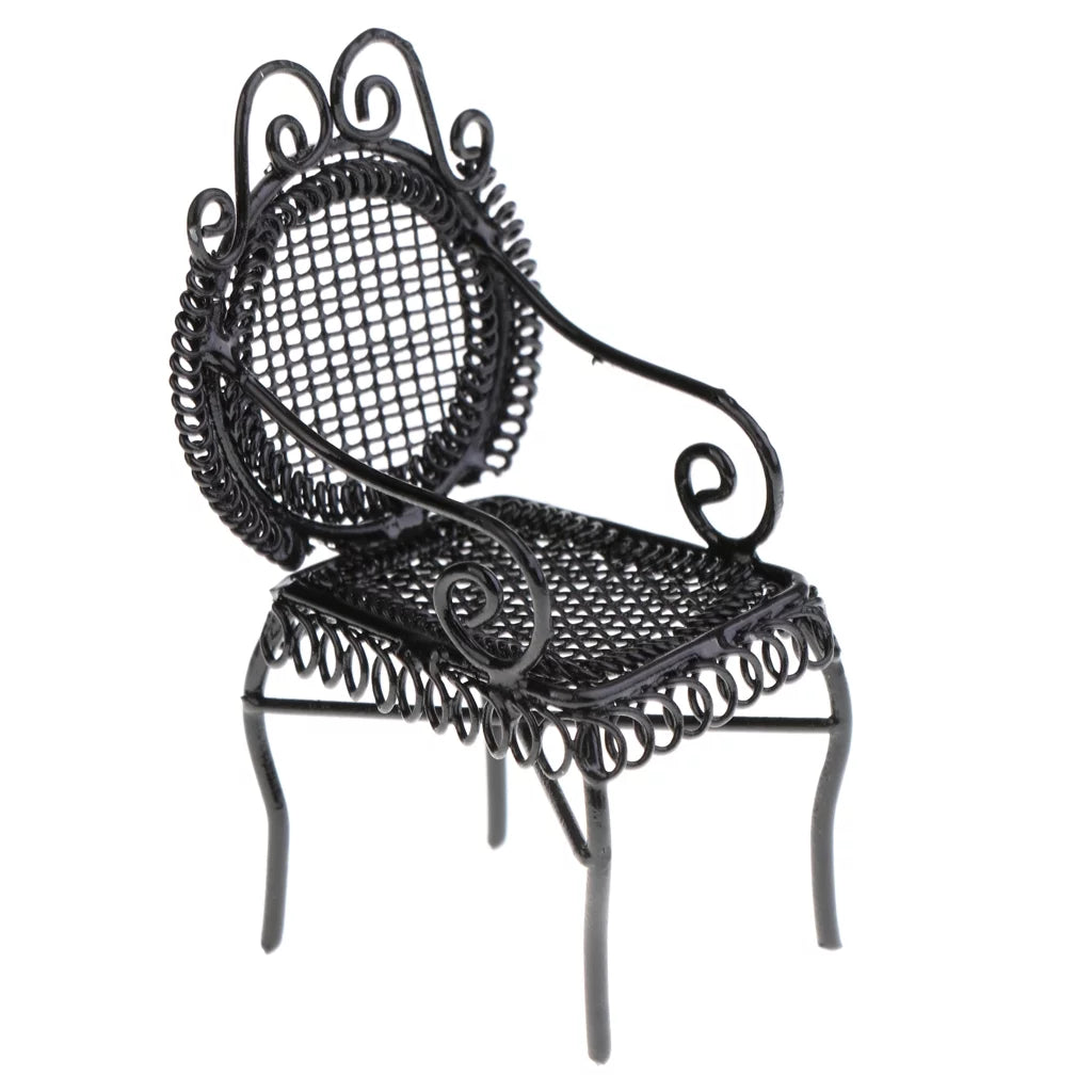1/12 Scale Black Octagonal Table Chairs Furniture Set X6145