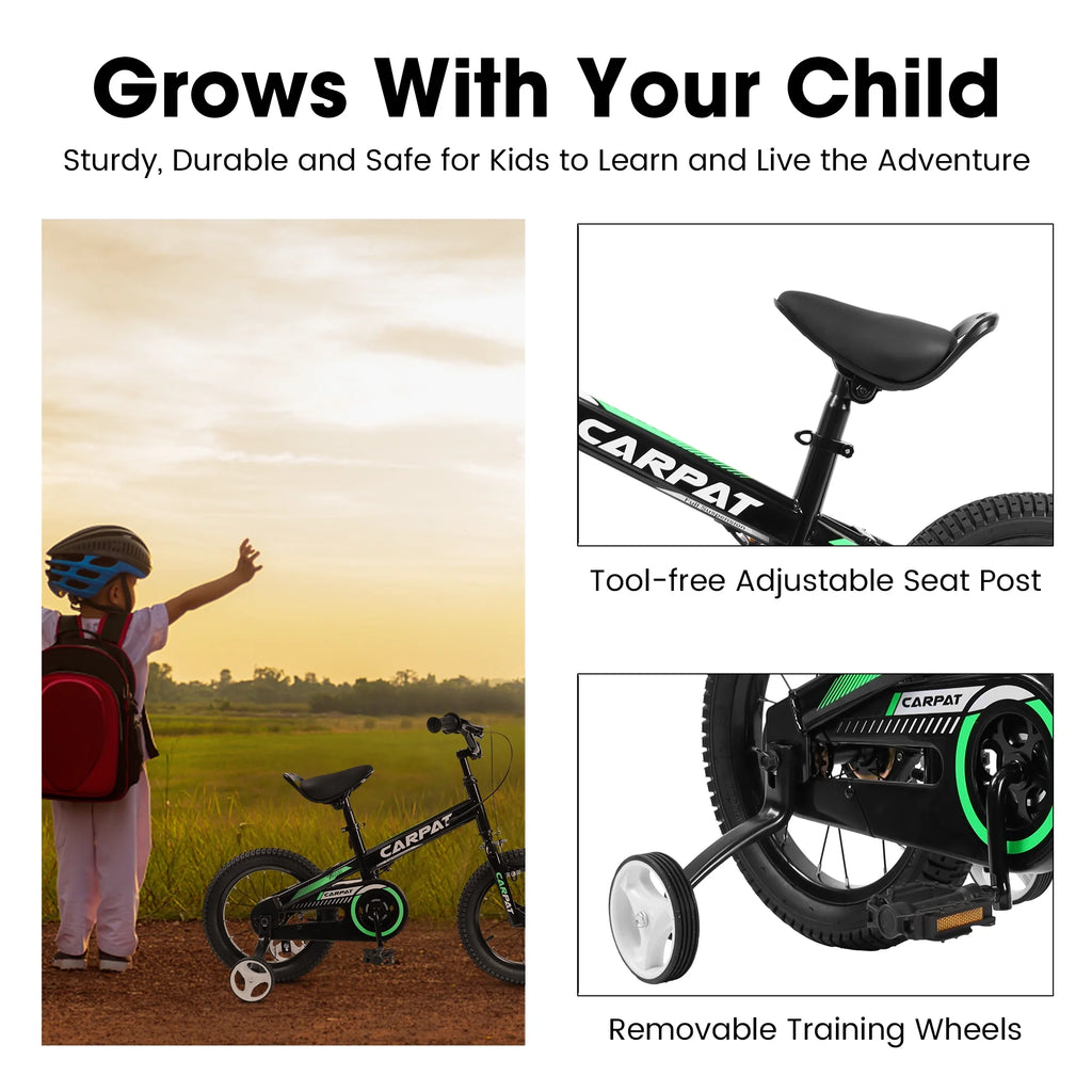 14 16 Inch Toddler Bike with Training Wheels Black W6281