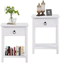 White Wood Nightstand Set of 2 O614951