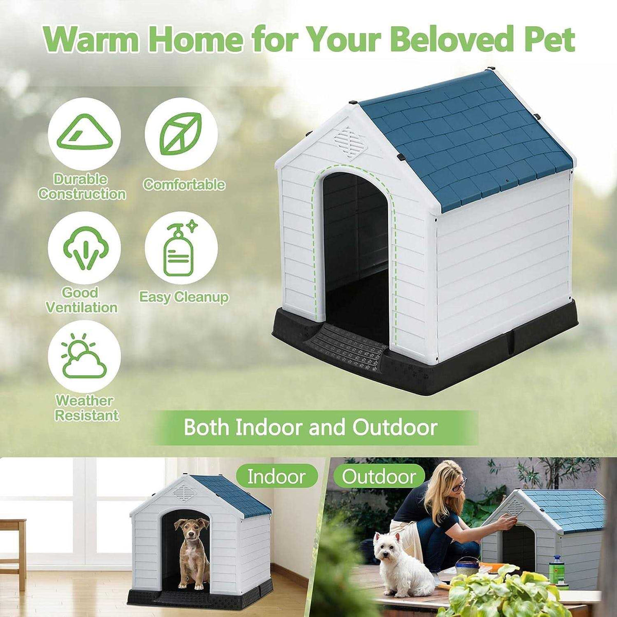 Waterproof Plastic Dog House with Vent and Raised Floor Q248528