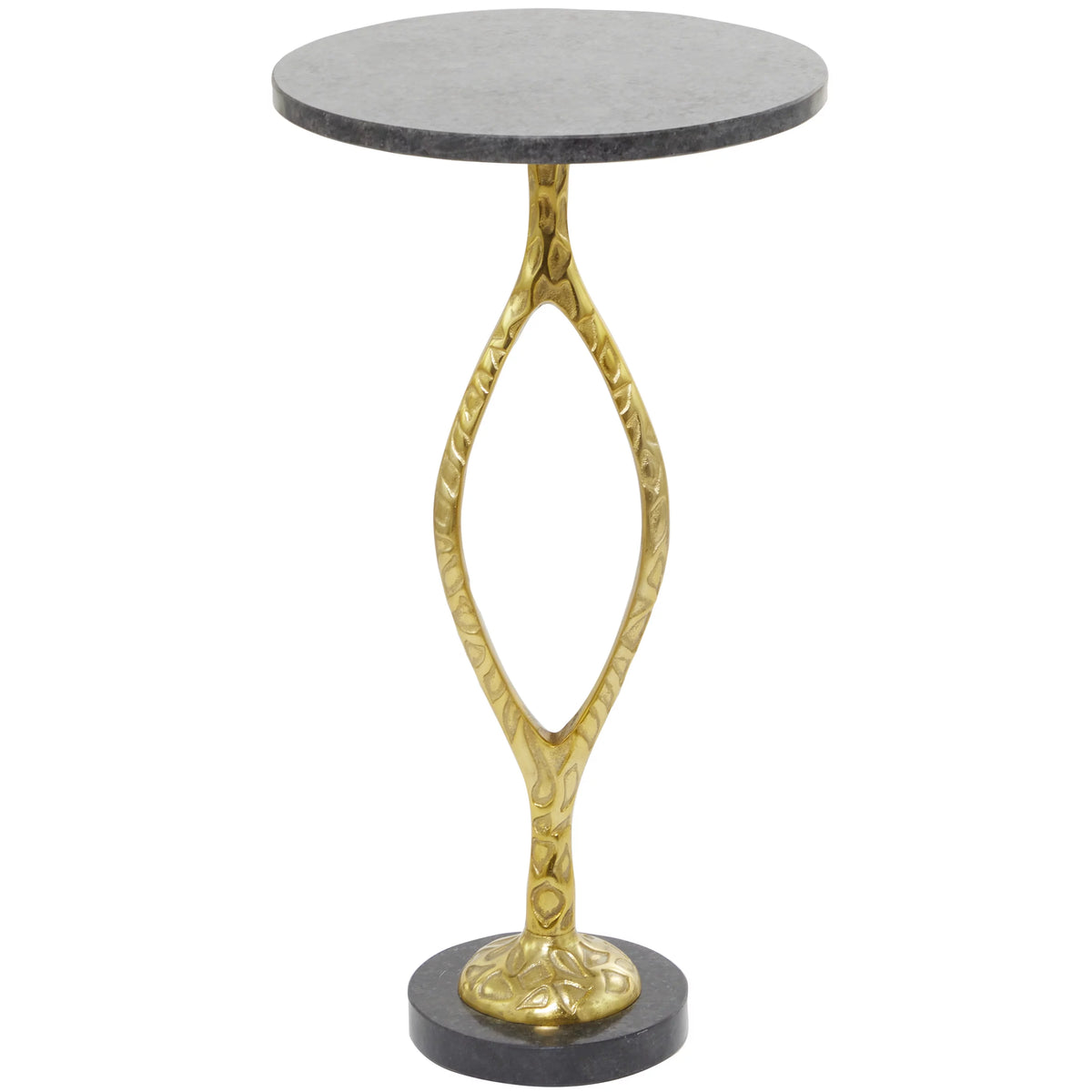 Gold Aluminum Accent Table with Black Marble Base U972684