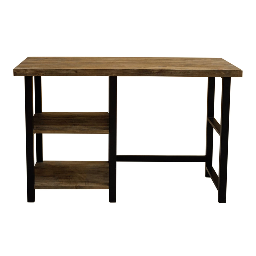 Metal and Solid Wood Desk with 2 Shelves T56983