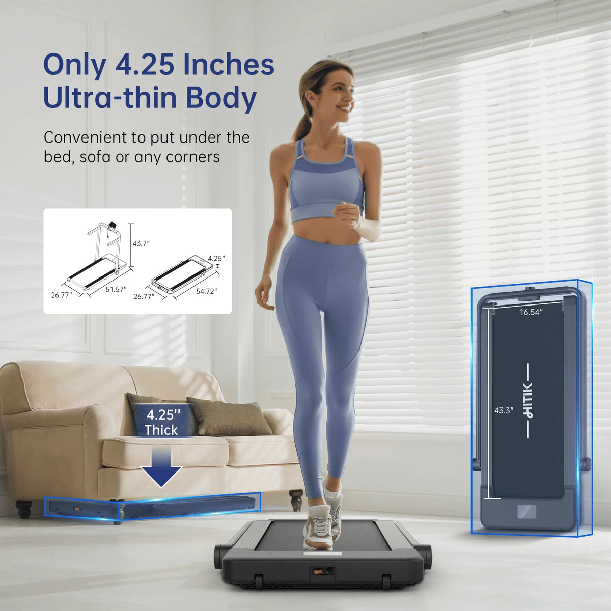 2.5HP 2-in-1 Folding Under Desk Treadmill G7316