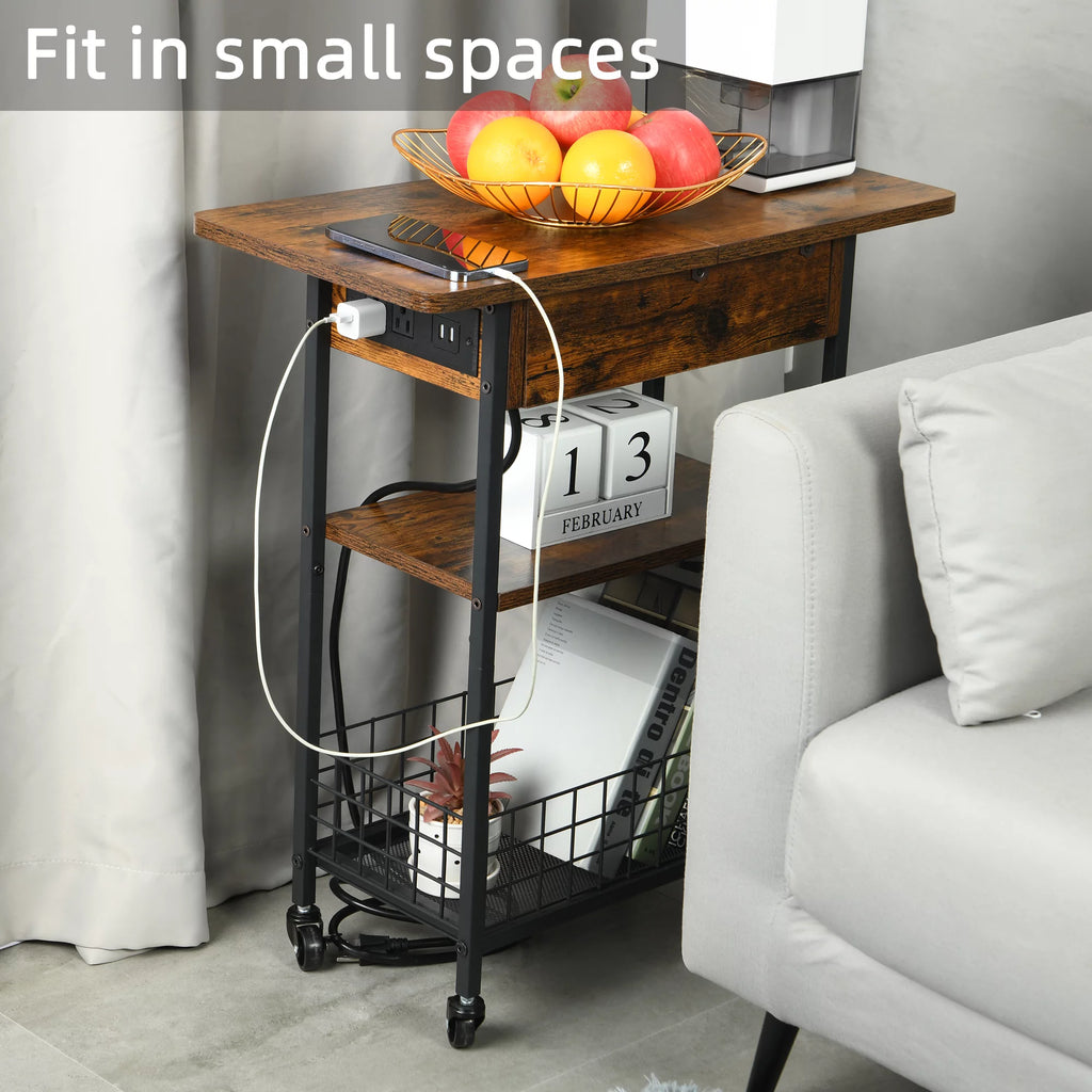 Rustic Brown 2 Pack End Table with Charging Station V152835
