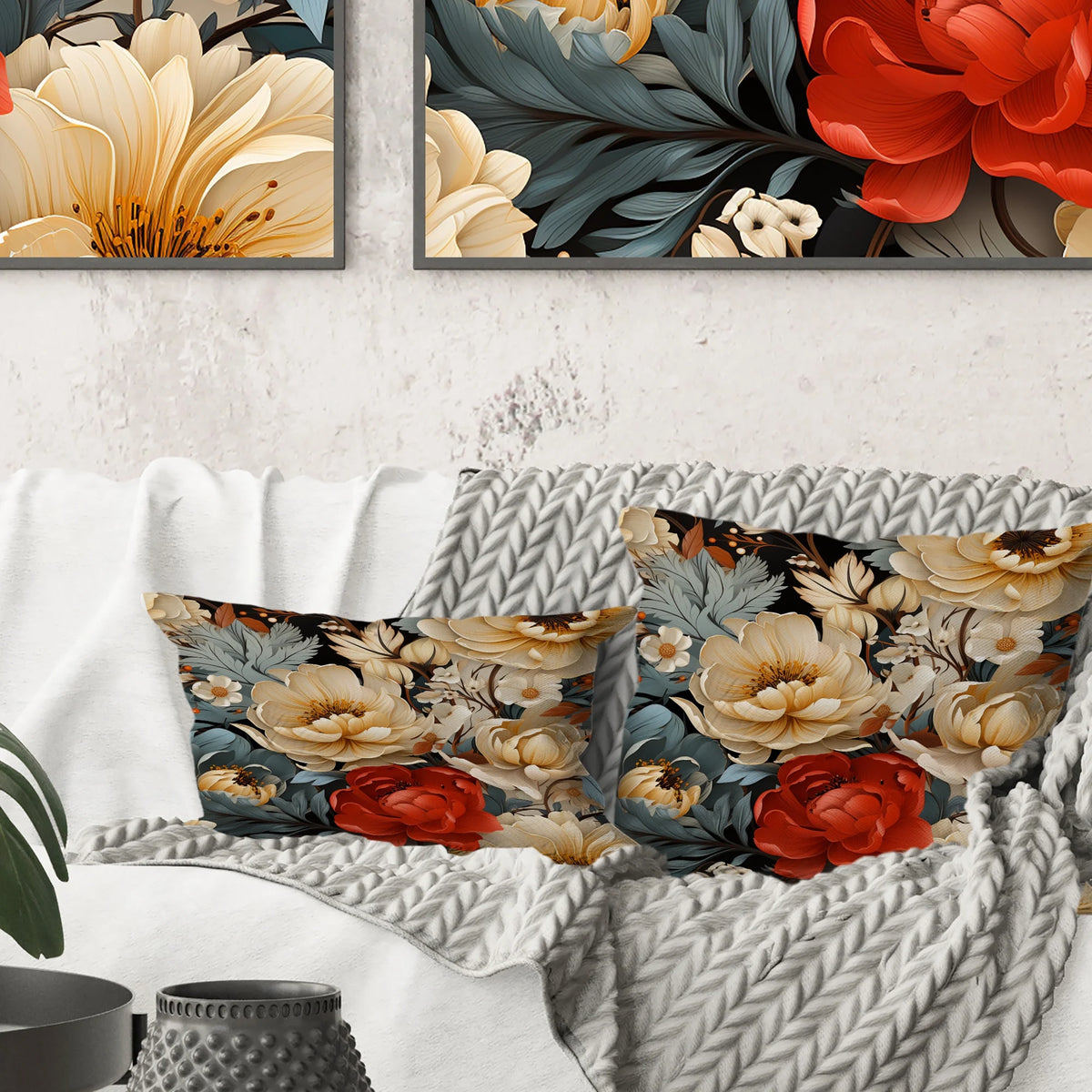 Floral Printed Throw Pillow F37747