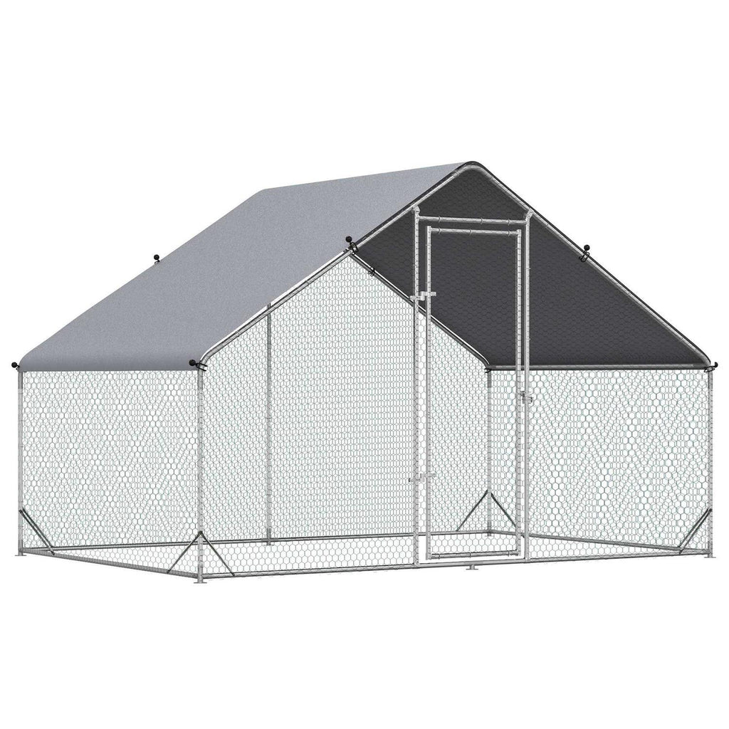 Large Metal Chicken Coop with Cover and Lockable Door G18125