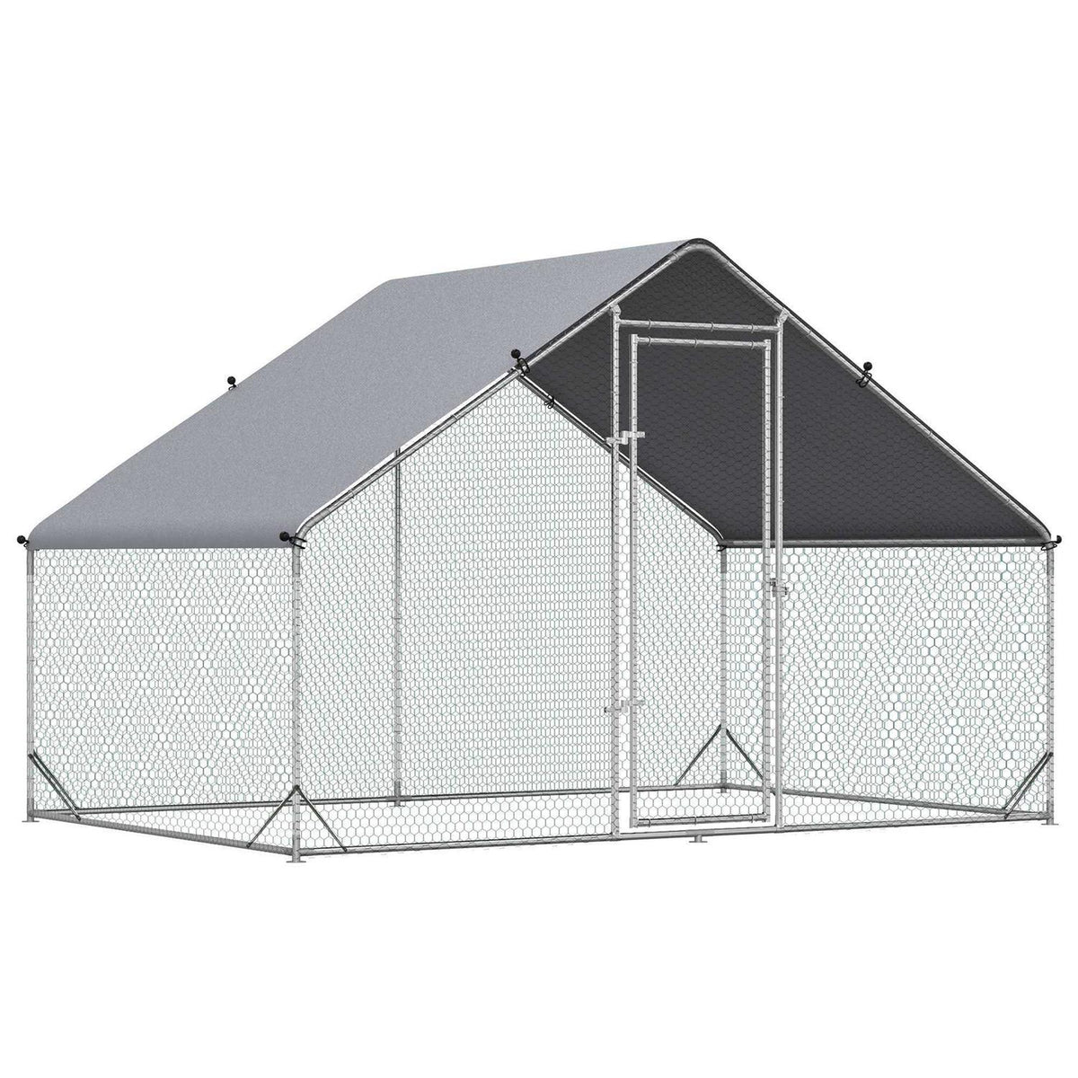 Large Metal Chicken Coop with Cover and Lockable Door G18125
