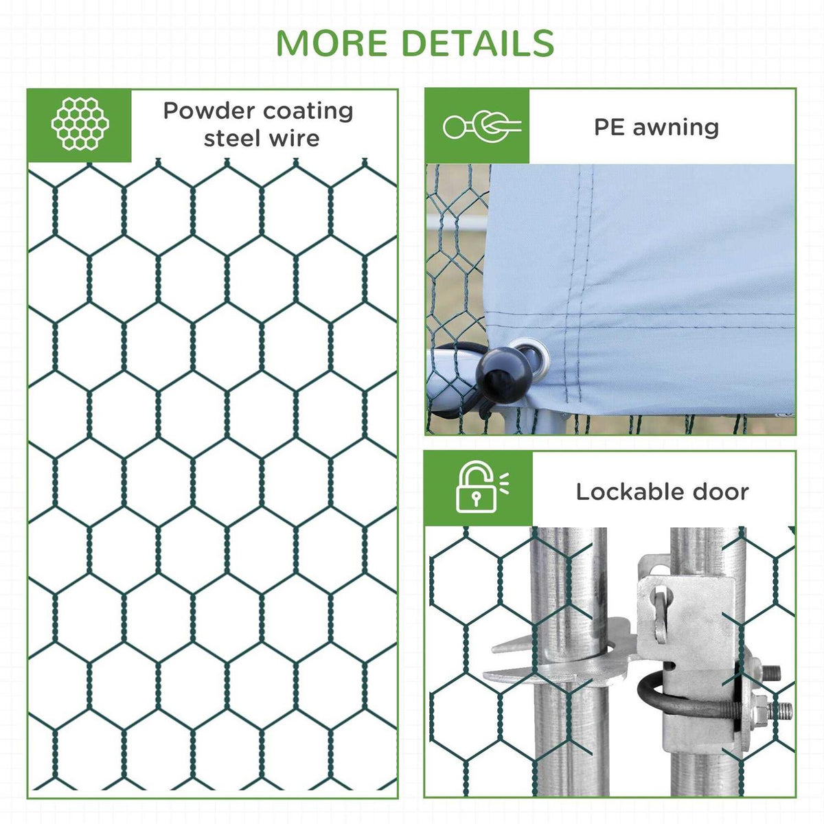 Large Metal Chicken Coop with Cover and Lockable Door G18125