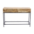 Brown Mango Wood and Metal Console Table with Two Drawers P89789