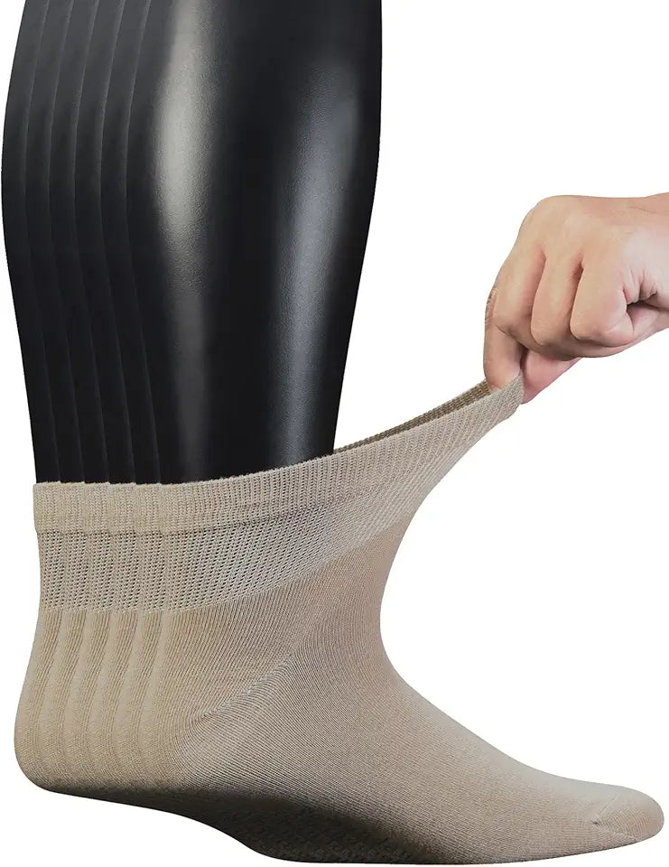 6 Pairs Combed Cotton Diabetic Ankle Socks with Seamless Toe Q4088