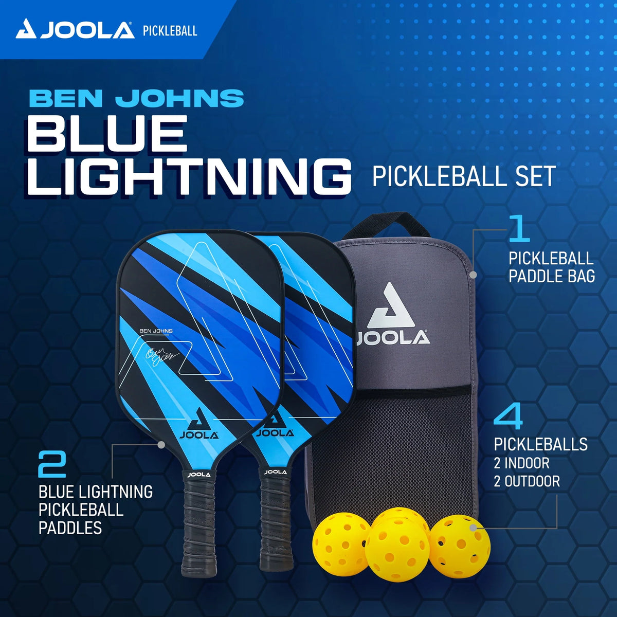 2 Paddles Blue Pickleball Set with Bag and 4 Balls G582519