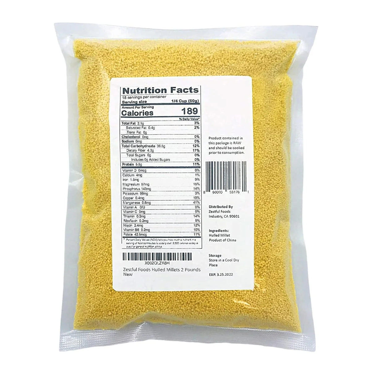 Hulled Millet Grain 2 Pounds W13093