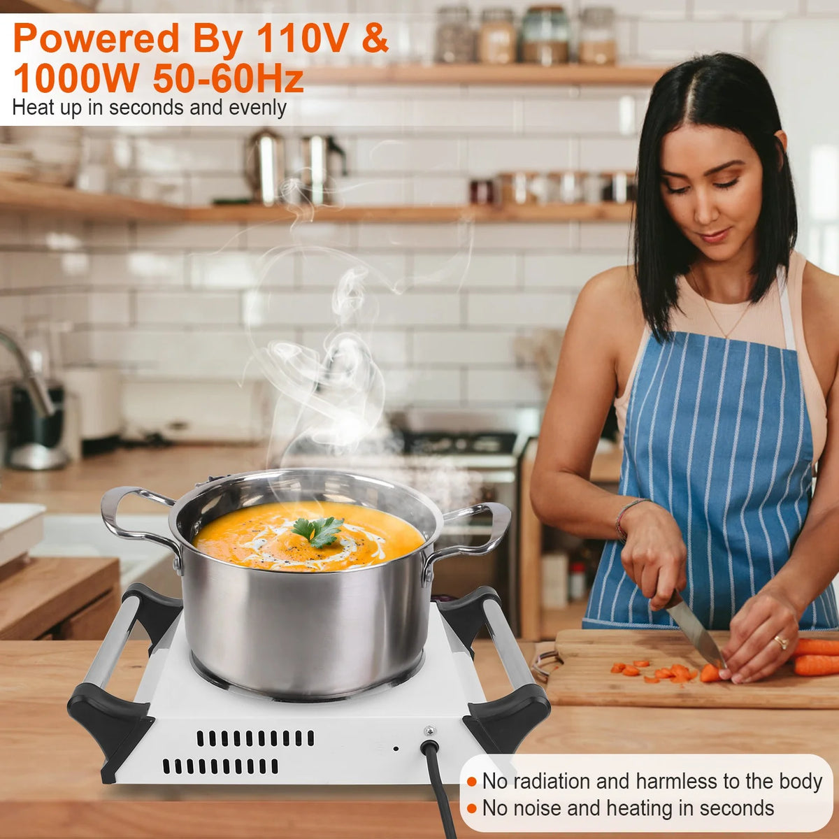 1000W Electric Single Burner Portable Hot Plate with 5 Temperature Adjustments L2750