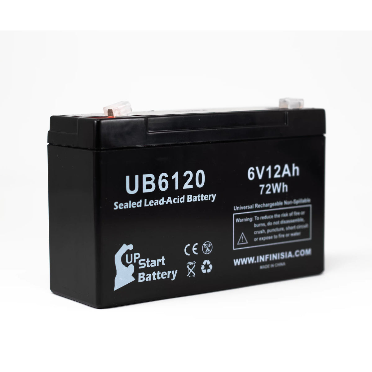 6V 12Ah Sealed Lead Acid Battery with F1 to F2 Terminal Adapters U825684