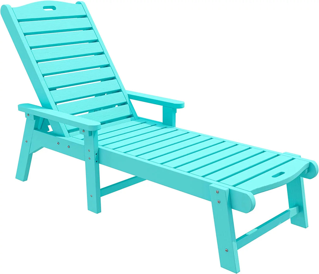 Blue Adjustable Resin Chaise Lounge Chair S928298