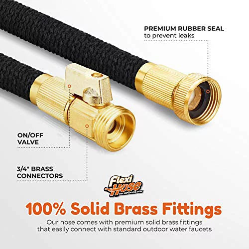 100 FT Expandable Garden Hose with 3/4 Inch Brass Fittings A723