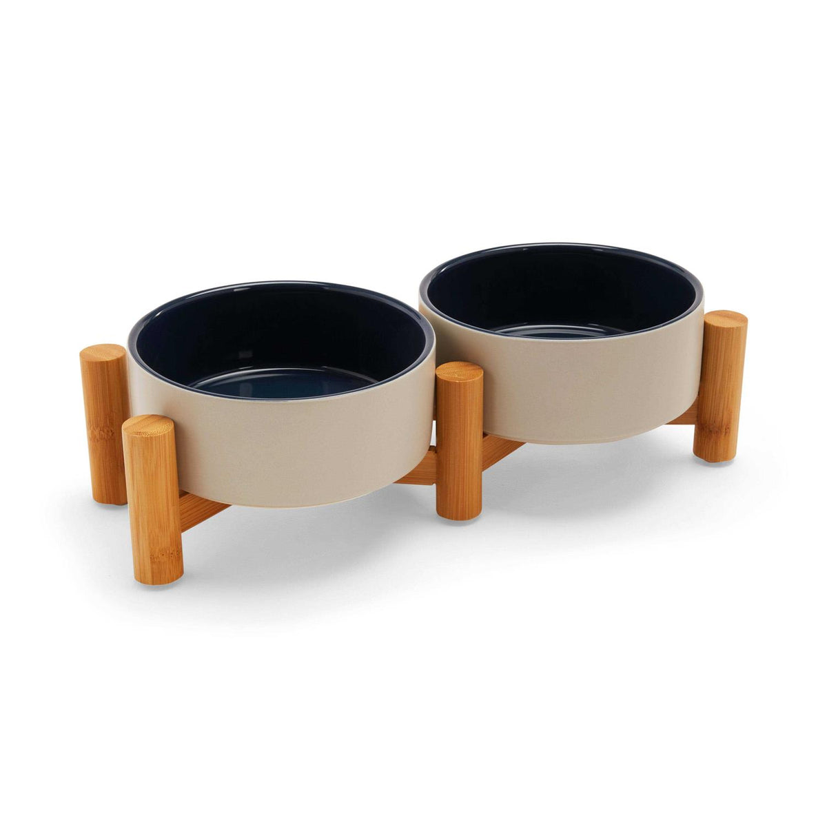 Ceramic & Bamboo Elevated Dog Double Diner X95223