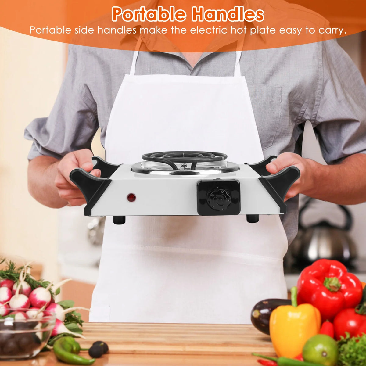 1000W Electric Single Burner Portable Hot Plate with 5 Temperature Adjustments L2750