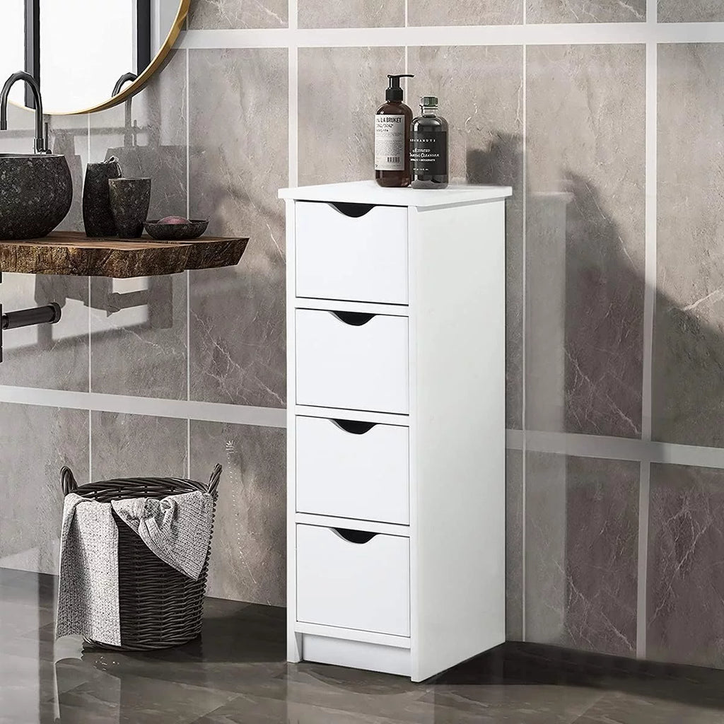 White 4 Drawer Wooden Floor Cabinet W987675
