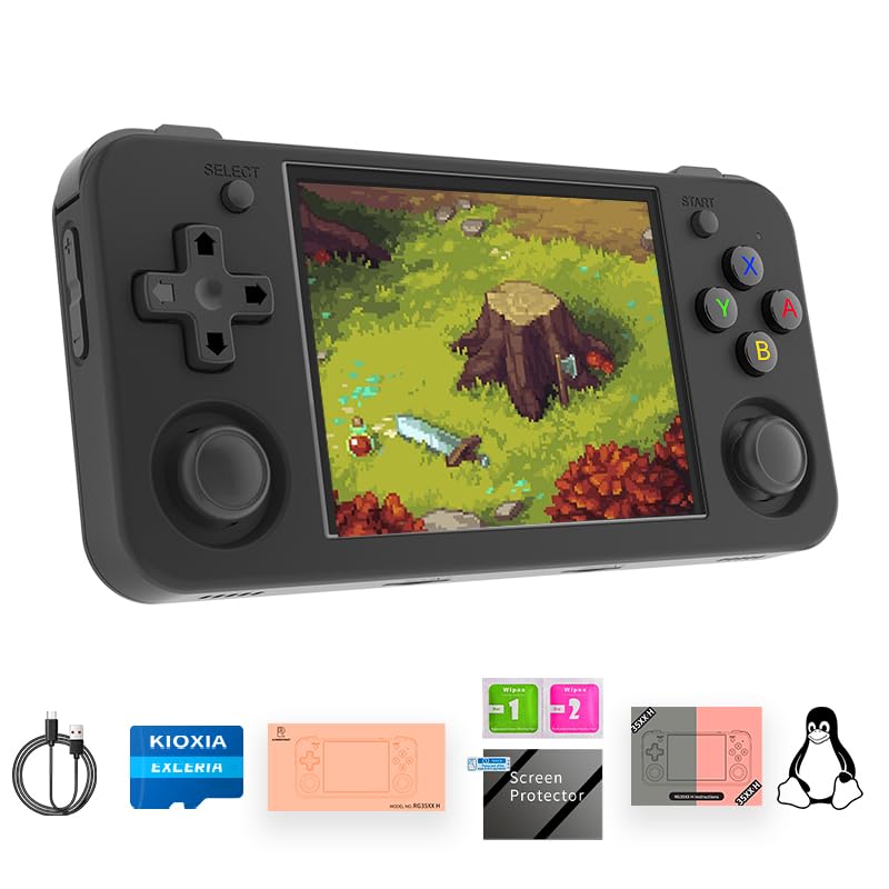 Black Retro Handheld Game Console with 3.5 inch IPS Screen and 64G TF Card J5755