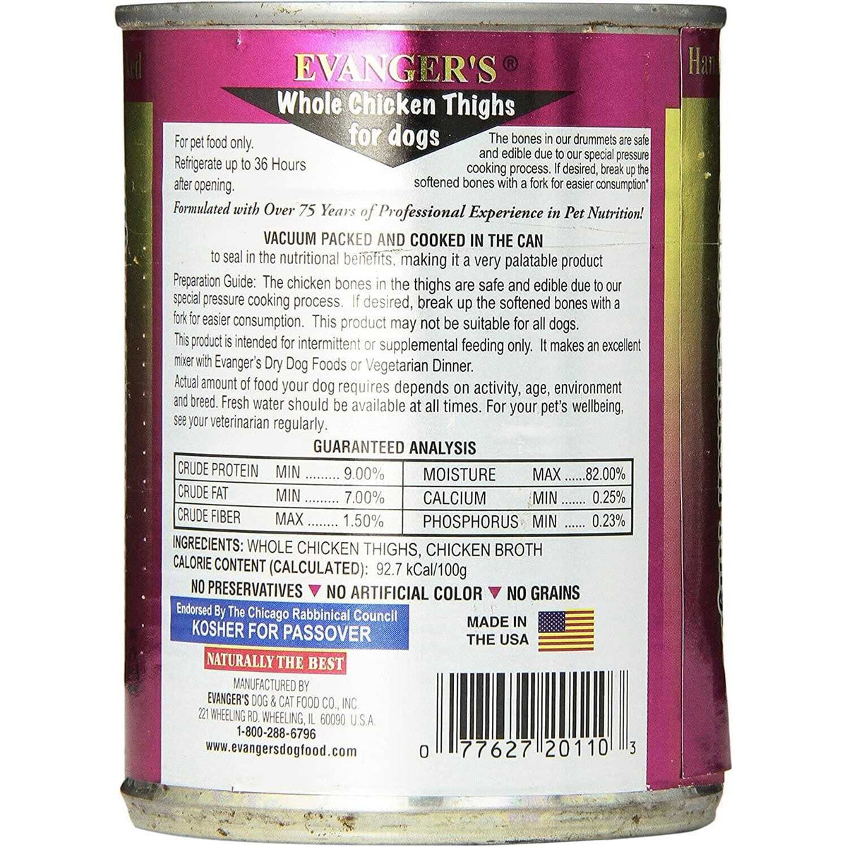 Grain-Free Whole Chicken Thighs Canned Dog Food W2966